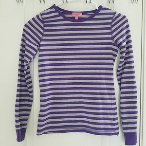 Girl's LG 10-12 striped purple Long sleeve tee